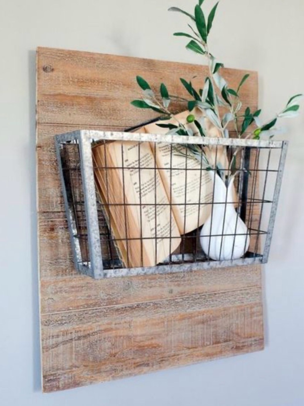Magnolia Rustic Wall-Mounted Wire Basket Shelf